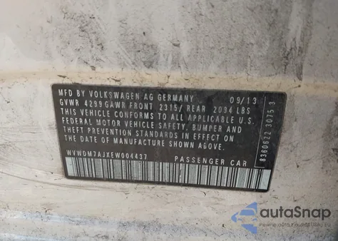 2014 Volkswagen Golf 2.0L Tdi from USA, damaged, VIN WVWDM7AJXEW004437